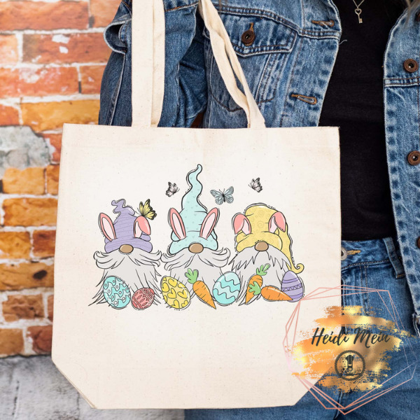 DTF Easter Gnomes tote natural