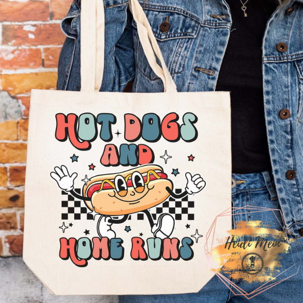 DTF Hot Dogs And Home Runs tote natural