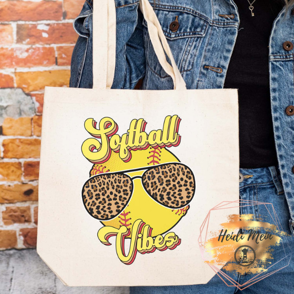 DTF Softball Vibes tote natural