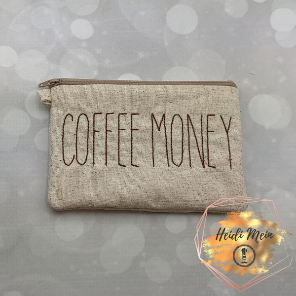 coffee money osnaburg zipper bag
