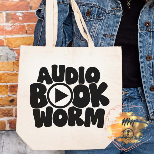 Audio book worm tote natural