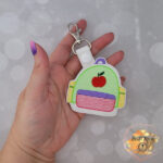 Back to school backpack vinyl key fob, backpack faux leather snap tab, luggage tag