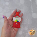 Bubble gum machine vinyl grocery store quarter keeper keychain, shopping cart token key fob