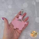 Pink piggy bank vinyl grocery store quarter keeper keychain, shopping cart token key fob