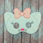 White Kitty Cat with Pink bow felt Halloween mask