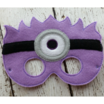 Frizzy Purple Henchman Felt Mask – Single Goggle Monster Costume