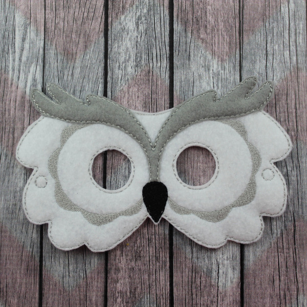 owl mask white and grey