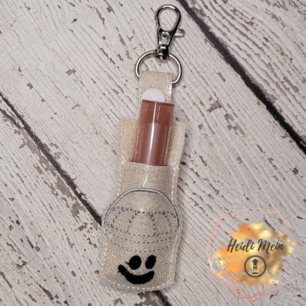 Halloween Pail Ghost lip balm holder snap tab with lipstick