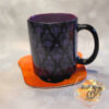 Halloween Pail Pumpkin Mug Rug shown with cup