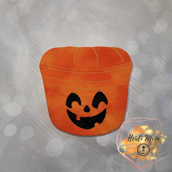 Halloween Pail Pumpkin Mug Rug