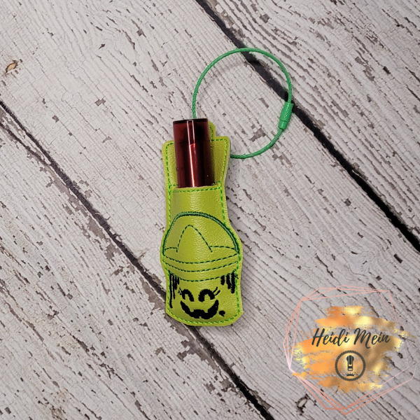 Halloween Pail Witch lip balm holder fob with chapstick