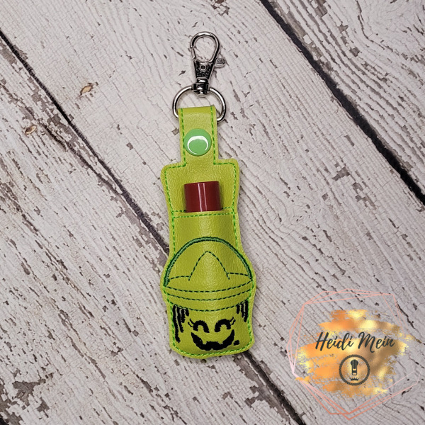 Halloween Pail Witch lip balm holder snap tab with lipstick