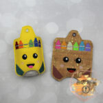 Crayon box sanitizer holder faux leather vinyl keychain