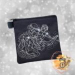 Aquarius Zodiac Square Embroidered Zipper Bag