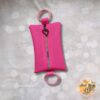 5.75×3.75 pink jelly tumbler bag with rainbow heart hardware