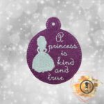 Embroidered Little Royal Princess Vinyl Ornament – Cute Holiday Tree Decoration & Fairytale Gift Topper