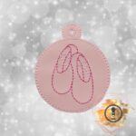 Embroidered Ballet Slippers Line Sketch Vinyl Ornament – Cute Holiday Tree Decoration & Dancer Recital Gift Topper