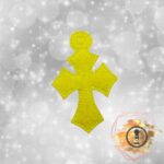 Embroidered Elegant Grace Cross Vinyl Ornament – Cute Holiday Tree Decoration & Christian Faith Gift Topper