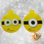 Embroidered Yellow Henchman Eyes Vinyl Ornament – Cute Holiday Tree Decoration & Fun Character Gift Topper