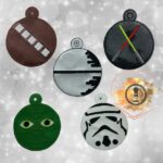 Embroidered Galactic Space Battle Vinyl Ornament – Cute Holiday Tree Decoration & Sci-Fi Gift Topper