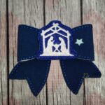 Embroidered Nativity Hair Bow – Cute Christmas Outfit Accessory & Special Occasion Felt Hairpiece