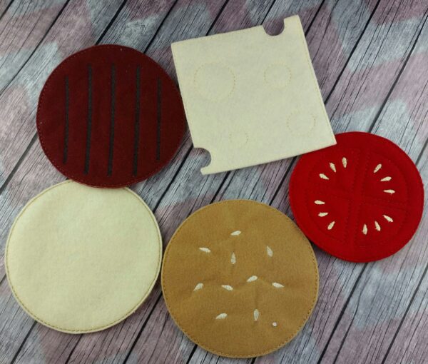 felt food cheeseburger parts