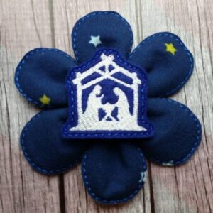 Embroidered Nativity Flower Hair Clip – Cute Holiday Accessory & Special Occasion Felt Hairpiece