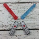 Galactic Saber Vinyl Bun Pal Set – 4-Piece Embroidered Sci-Fi Hair Decoration Kit for Theme Park Updos and Space Fans